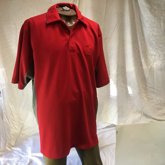 Stormtech Performance Men's XL Polo Short Sleeve Shirt Red Gray FLOW Logo - Picture 2 of 16